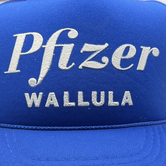 Vintage Pfizer Pharmaceutical Trucker Hat Cap Blue Snapback Wallula Washington - Picture 3 of 11